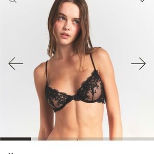SKIMS Sheer Black Floral Bra